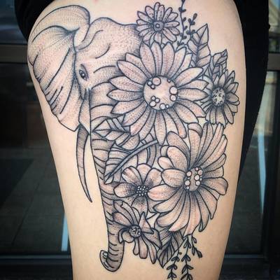 Whip-shaded floral elephant 