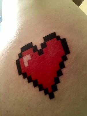 8-bit heart on the booty 