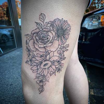Custom Floral thigh piece 