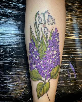Lilacs and snow drops