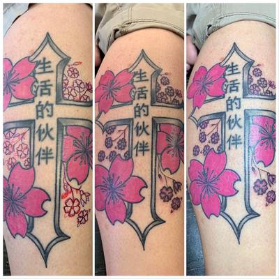 Free handed dark cherry blossoms