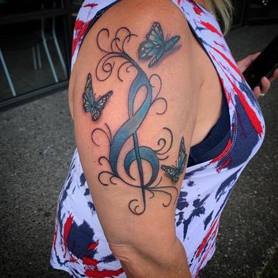 Butterfly and music piece 